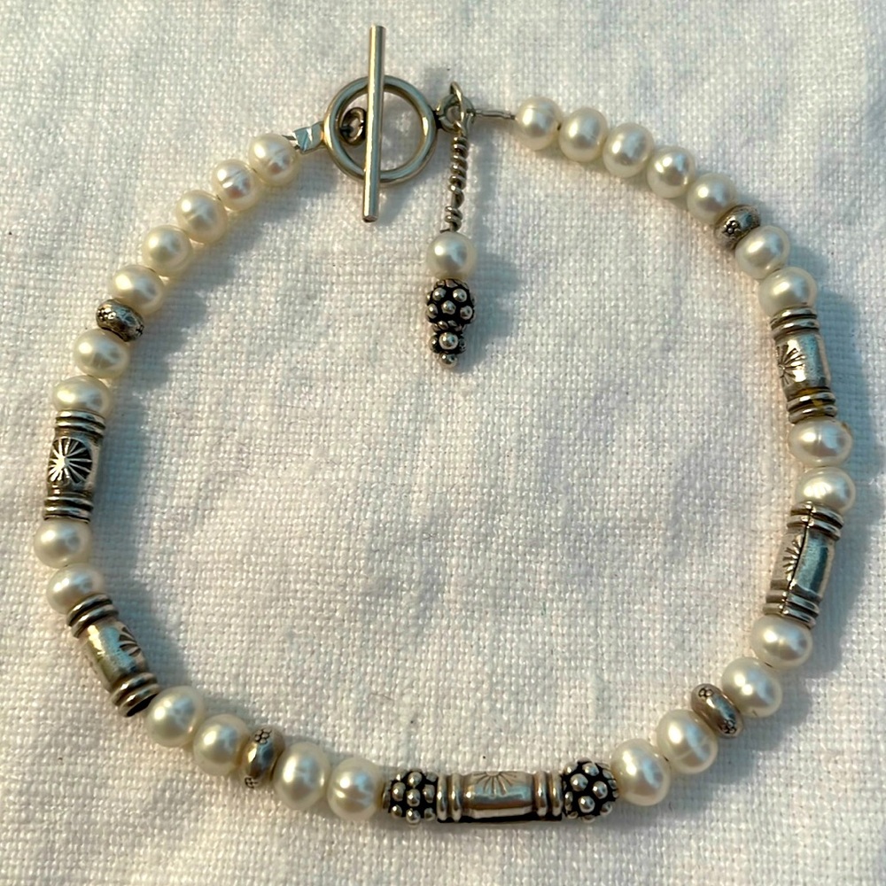 Pearl and Thai Silver Bracelet